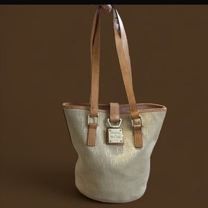 Dooney and Bourke Cream Monogram Lock Closure Tote Bag Purse Style with COA